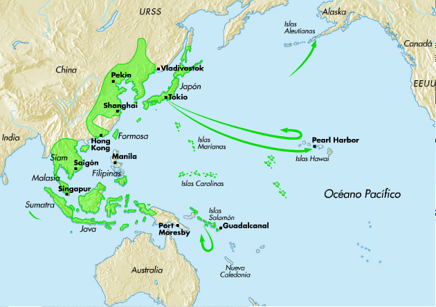 Mapa de Asia en la segunda guerra mundial